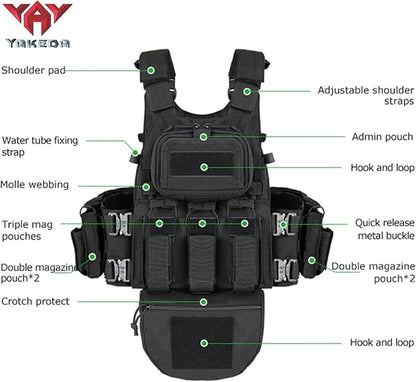 YAKEDA Tactical Outdoor Training Vest - Molle Vest With Multi-Functional Pouches For Training, Hunting & Hiking