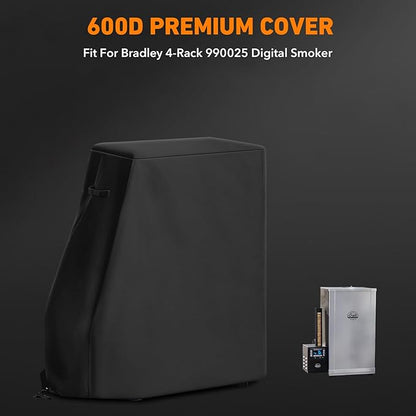 Heavy Duty Grill Cover Fits for Bradley Smoker 990025 Waterproof Electric Smoker for 4-Rack Digital Smoker, Water Resistant, Weather Resistant, 600D Polyester Cover