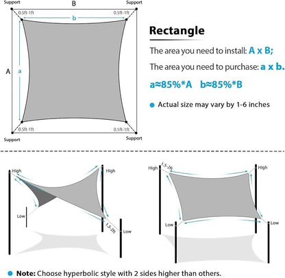 Amagenix Sun Shade Sail 16'X20' Curved Edge Outdoor Shade Canopy Sand - Image 6