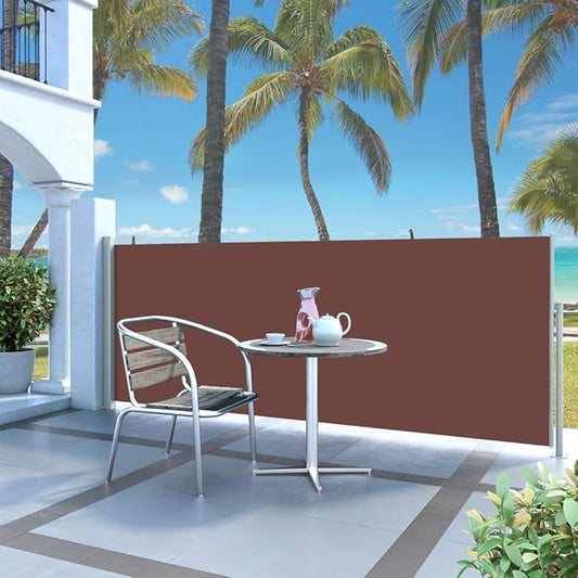 YAFF Retractable Outdoor Folding Privacy Divider, Water & UV Resistant Sun Shade Privacy Wind Screen for Garden, Backyard, Balcony, Terrace 47.2"x118.1" Brown (12.034lbs)