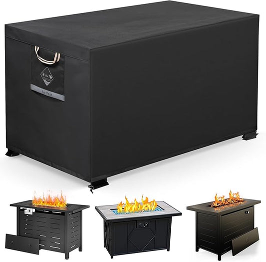 QH.HOME Fire Pit Cover Rectangular Super Waterproof 42" L x 24" W x 24" H, UPF 50+ Outdoor Fire Pit Table Cover 600D Strong Tear Resistant and Fading Resistant for Rectangular Fire Pit - Black