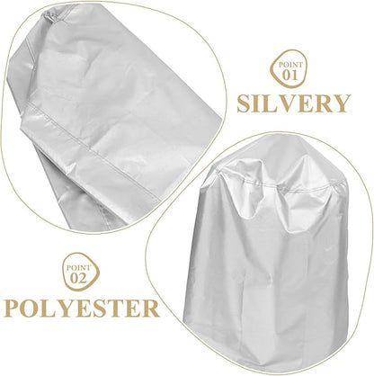 Mikikit Polyester Outdoor Grill Cover BBQ Barbecue Protective Cover with Drawstring Heavy Duty Round Grill Dustproof Shield for Patio Cooking