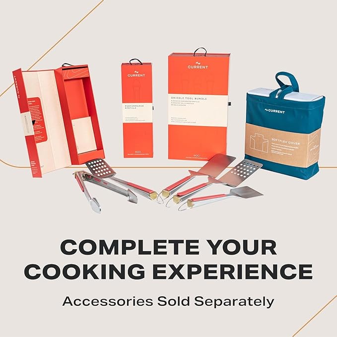 Current Model G Griddle, Smart Electric Outdoor Flat Top BBQ Grill with 200°F to 600°F Range for Searing & Roasting, Digital Precision, Apartment-Friendly & Weather-Resistant, Moon Dust