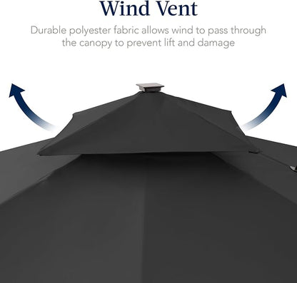 Best Choice Products 9x12ft LED Cantilever Patio Umbrella w/Base Included & - Image 7