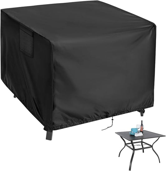 Outdoor Table Cover Square 46 inch Patio Table Cover Waterproof Patio Furniture Covers Rectangular for Outside Small Table and Chair Sets, Fire Pit, Coffee Table, Ottoman-46"L x 46"W x 28"H