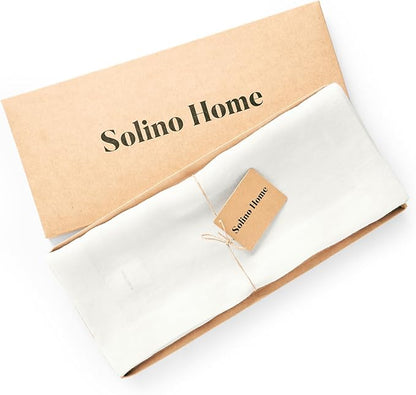Solino Home Linen White Table Runner 108 Inches Long - 100% Pure Linen 16 x 108 Inch Table Runner for Dining, Valentines, Spring, Easter - Sonoma