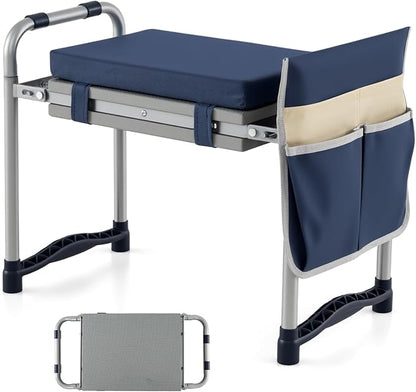 2-in-1 Garden Kneeler and Seat, Folding Garden Seat w/EVA Foam Kneeling Pad & by OFFICEJOY