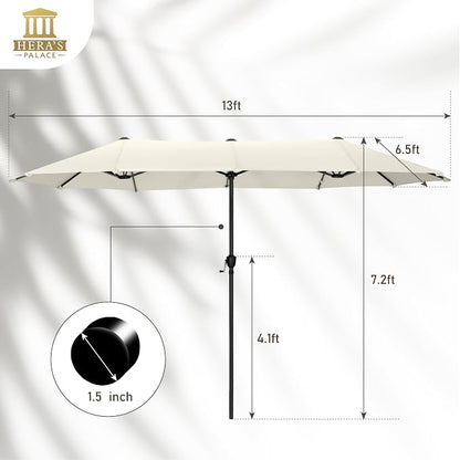 HERA'S PALACE 13 Ft Double-Sided Twin Patio Umbrella, Outdoor Double Sided - Image 7