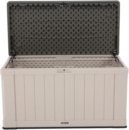 LIFETIME 60186 Heavy-Duty Outdoor Storage Deck Box, 116 Gallon, Desert Sand/Brown