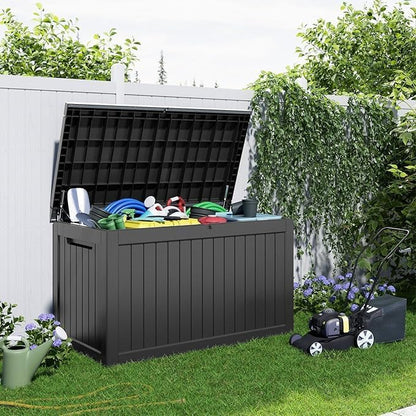PatioZen 230 Gallon Resin Deck Box, Lockable Patio Outdoor Storage Box - Image 6