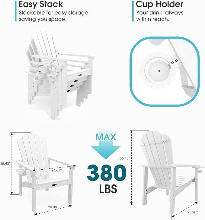 THOEOE Stackable Adirondack Chair Set of 8, Fire Pit Chairs Set of 8 | - Image 2