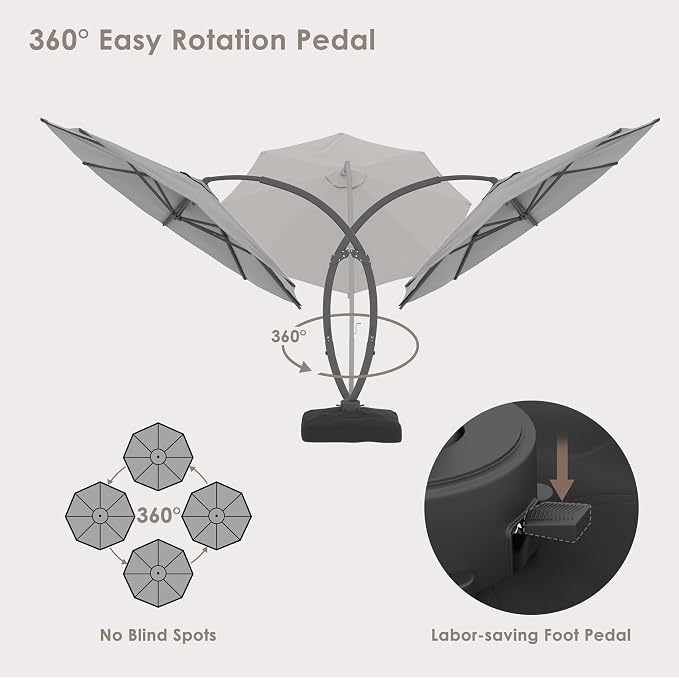 11FT All Aluminum Cantilever Patio Umbrella - Image 5