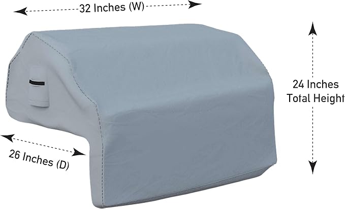 Covers & all Built-in Outdoor Grill Cover, Durable Heavy Duty 18 Oz Waterproof Cover Tuff Material with Air Pocket & Elastic for Snug Fit (32" W x 26" D x 24" H inches, Gray)