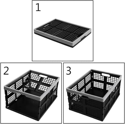 Jekiyo 34-Liter Folding Crates Storage, Collapsible Container Plastic, Set of 3