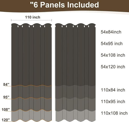 HolidayIdeas Outdoor Patio Curtains Waterproof with Rod Pocket 6 Panels 110x108 Inch- Weatherproof Balcony Outdoor Curtains for Apartments,Porch, Gazebo, Pergola, Sliding Glass Door, Cream