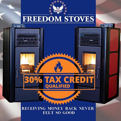 Stove for Freedom Stoves Independence PS21: Wi-Fi Control, External Power Backup Compatible, Removable Legs, Heats up to 1800 Sq Ft, Red, EPA Certified