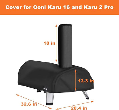 Pizza Oven Cover for Ooni Karu 16 and Karu 2 Pro Pizza Oven, Waterproof 600D Heavy Duty Carry Cover, Portable Bag with Strap Design