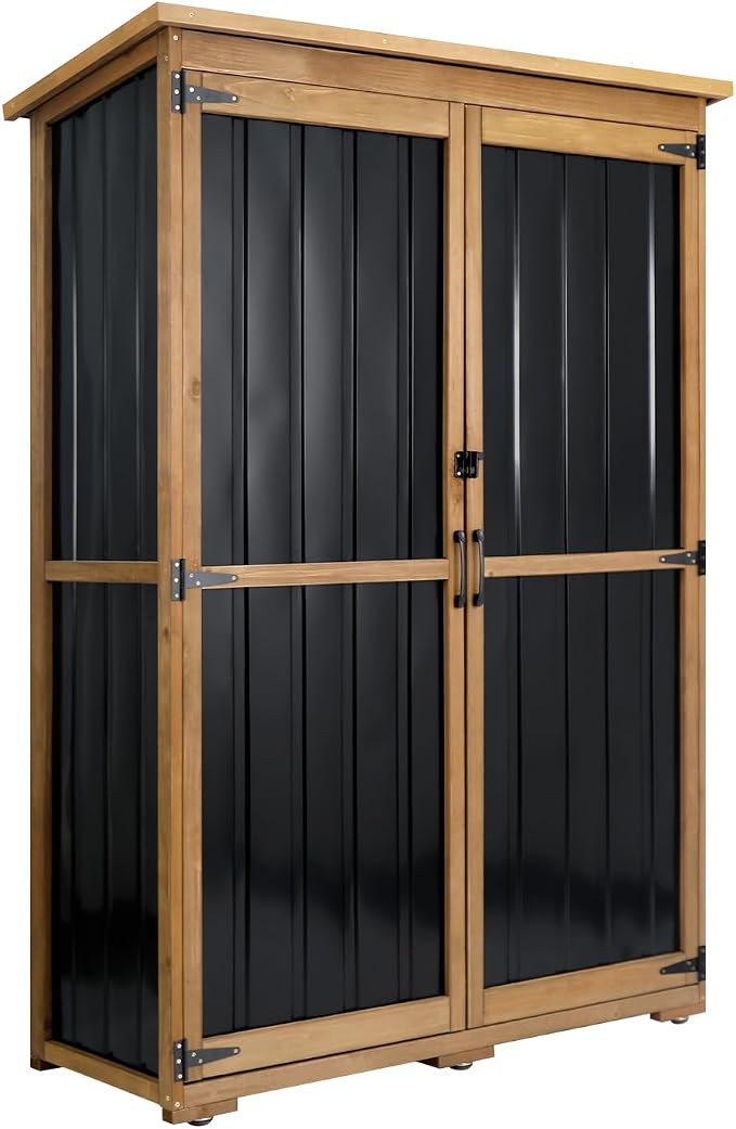 Ketive Outdoor Storage Cabinet, Wood & Metal Storage Shed by Ketive