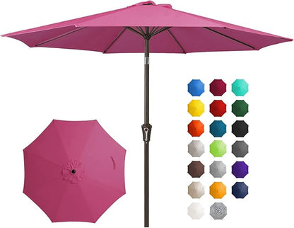 JEAREY 10 ft Outdoor Patio Umbrella w/Tilt and Crank, Rose Pink | 8 Sturdy Ribs by JEAREYOutdoorsCollection