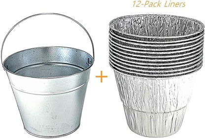 Firsgrill Replacement for Camp Chef, Traeger, Pit Boss drip pan Grease Bucket and 12-Pack Liners foil Tray for Mostly Wood Pellet Grills