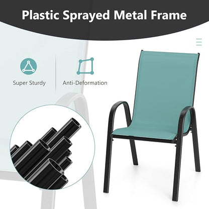 COSTWAY Patio Stackable Dining Chairs Set of 4 - Image 5