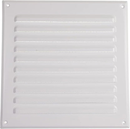 Vent Systems - 8 x 8 Inch (Inner) White Metal Square Soffit Air Vent Grille Cover, Register Vent Deflector Louver Built-in Mesh HVAC for Bathroom Home Office Kitchen 10" x 10" (Outer)