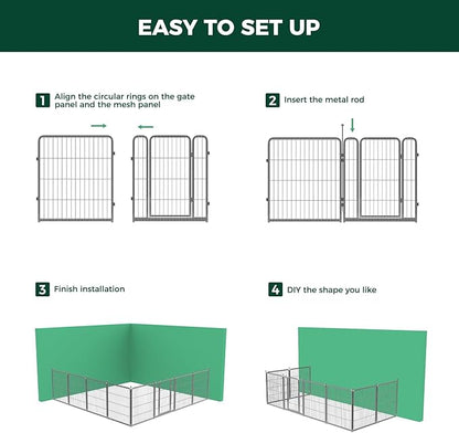 FXW Garden Fence Outdoor for The Yard – 32in(H) x 109.4ft(L) Heavy Duty Metal Animal Barrier for Dog and Rabbit, Decorative Dog Fence, 48 Panels, Silver