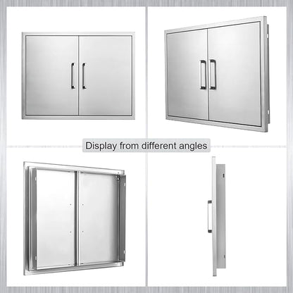 Outdoor Kitchen Door, 30" W21 H Outdoor Kitchen Access Door, Stainless Steel BBQ Double Door, Available for Outdoor Kitchen Island or Outdoor Kitchen.