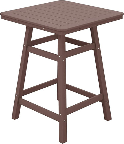 Costaelm Outdoor Bar Table, 37" Counter Height Square Patio Cocktail Bar Table with Umbrella Hole, Patio Bistro Dining Pub Table for Front Porch Deck Backyard Garden, Dark Brown
