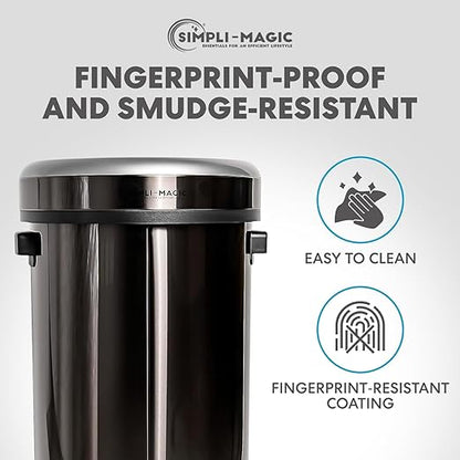 65 Liter / 17 Gallon Open Top Trash Can, Elegant Black Finish