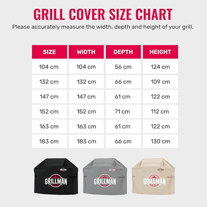 Grillman Premium Grill Cover for Outdoor Grill - Heavy-Duty Waterproof BBQ Grill Cover - Rip-Proof and Wind-Resistant - Large Barbecue Gas Grill Cover for Backyard - Gray (64" L x 24" W x 48" H)