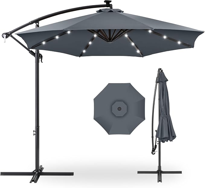Best Choice Products 10ft Solar LED Offset Cantilever Hanging Market Patio by Unknown