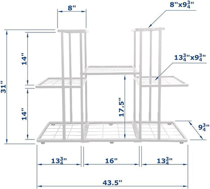 3 Tier 8 Potted White Metal Large Plant Stand Indoor Outdoor Flower Pot Display - Image 3