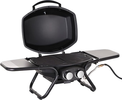 MFSTUDIO Portable barbecue grill with 2 Stainless Steel Burners, TableTop Propane Gas grills with Side Tables, small countertop grill for outdoor camping,15,000 BTU, 275 SQ.IN. Cooking Area