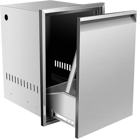Outdoor Kitchen Drawers, Flush Mount Triple Access BBQ Drawers With Stainless Steel Handle, BBQ Island For BBQ Island Patio Grill Station,Trash Drawer