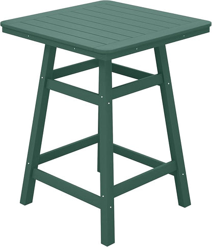 Costaelm Outdoor Bar Table, 37" Counter Height Square Patio Cocktail Bar Table with Umbrella Hole, Patio Bistro Dining Pub Table for Front Porch Deck Backyard Garden, Dark Green