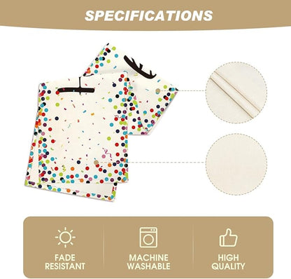 Artoid Mode Polka Dot Beige Happy Birthday Table Runner, Seasonal Kitchen Dining Table Decoration for Home Party Decor 13x108 Inch