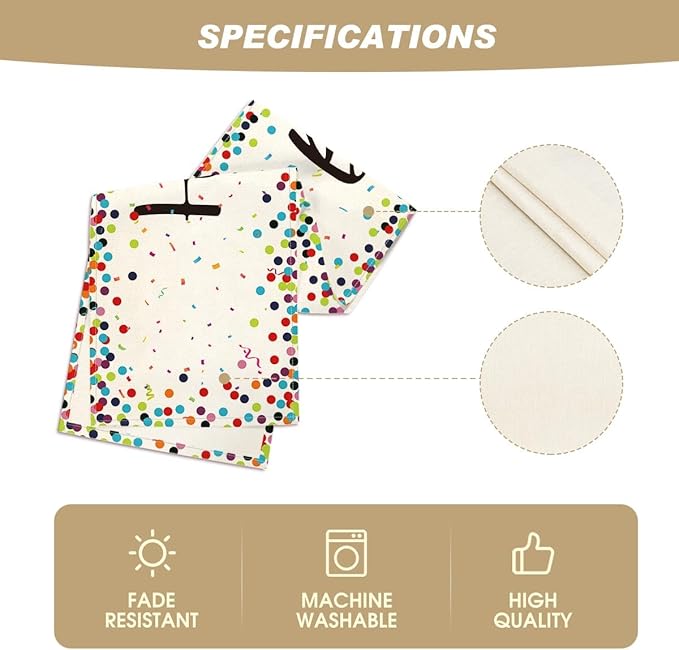 Artoid Mode Polka Dot Beige Happy Birthday Table Runner, Seasonal Kitchen Dining Table Decoration for Home Party Decor 13x60 Inch