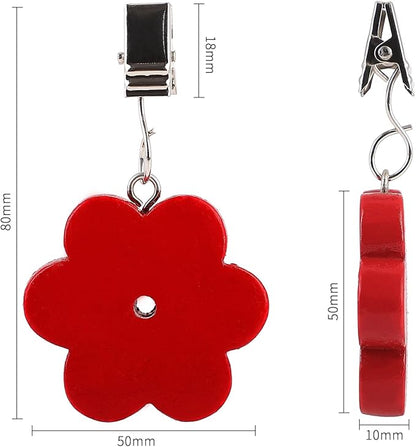 TwoFish Home Set of 4 Red Flower Tablecloth Weights Clips Handicraft Red Flower Tablecloth Clamps Pack of 4