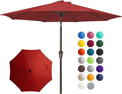 JEAREY 10 ft Outdoor Patio Umbrella w/Tilt and Crank, Light Red | 8 Sturdy Ribs by JEAREYOutdoorsCollection