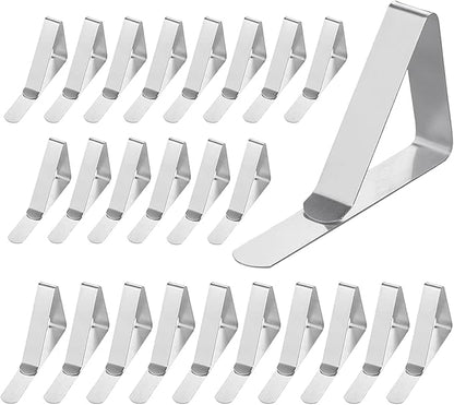 24 Pack Tablecloth Clips - Heavy Duty Picnic Table Clips, Stainless Steel Table Cloth Cover Clamps, Table Cloth Holders Ideal for Restaurant Picnics Marquees Weddings Graduation Party (24)