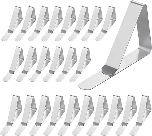 24 Pack Tablecloth Clips - Heavy Duty Picnic Table Clips, Stainless Steel Table Cloth Cover Clamps, Table Cloth Holders Ideal for Restaurant Picnics Marquees Weddings Graduation Party (24)