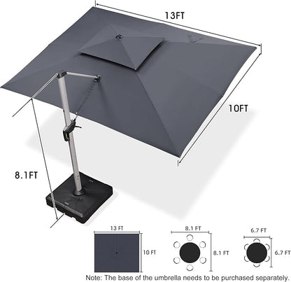 PURPLE LEAF Cantilever Patio Umbrella 10' X 13' Extra Large, 3-Yr - Image 8