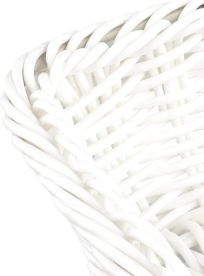 5 Pack Poly Wicker Bread Baskets 15.7x11.8x2.8 Inch, Restaurant-Grade Food Display Trays, Moisture-Resistant for Kitchen Storage/Tabletop Serving/Hotel Buffet (White)