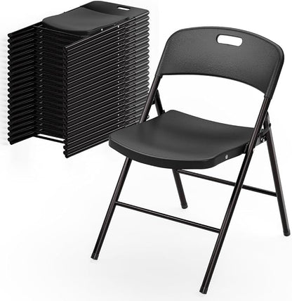 Bonnlo 20-Pack Black Plastic Folding Chairs, Portable Seat by Bonnlo