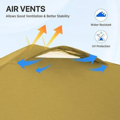 EAGLE PEAK Pop Up Canopy Tent with Wheeled Carry Bag, 8 Stakes, 4 Ropes, Easy Set Up Tent Canopy, 8x8 ft, Beige
