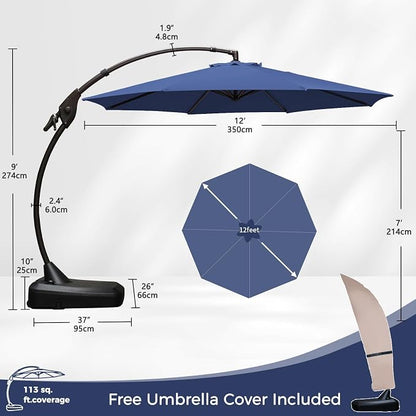 Grand patio 12FT Cantilever Round Umbrella - Image 4