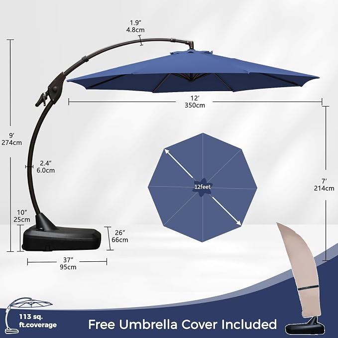 Grand patio 12FT Round Cantilever Umbrella - Image 2