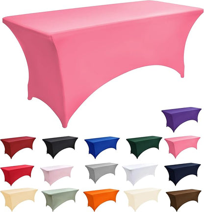 2-Pack 4ft Spandex Table Covers for Rectangular Folding Tables - Wrinkle Resistant Stretch Tight Table Cloths - Ultimate Fitted Table Protector for Parties, Banquet, and Wedding