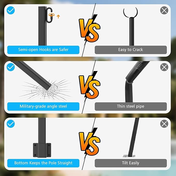 8 Pack String Light Poles,2.8Ft Metal Poles for Outdoor String Lights,Outdoor Light Poles with Post,Poles/Stand for Outside,Patio,Deck,Backyard,Garden Wedding,Party